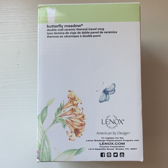 NIB Lenox Butterfly Meadow Ceramic Travel Mug - Picture 3 of 5